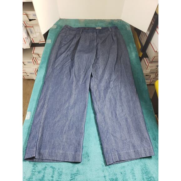 Talbots Jeans Size 16 W Women Blue Cotton Fray Hem Weston Baggy Wide Leg NWT - Picture 1 of 14